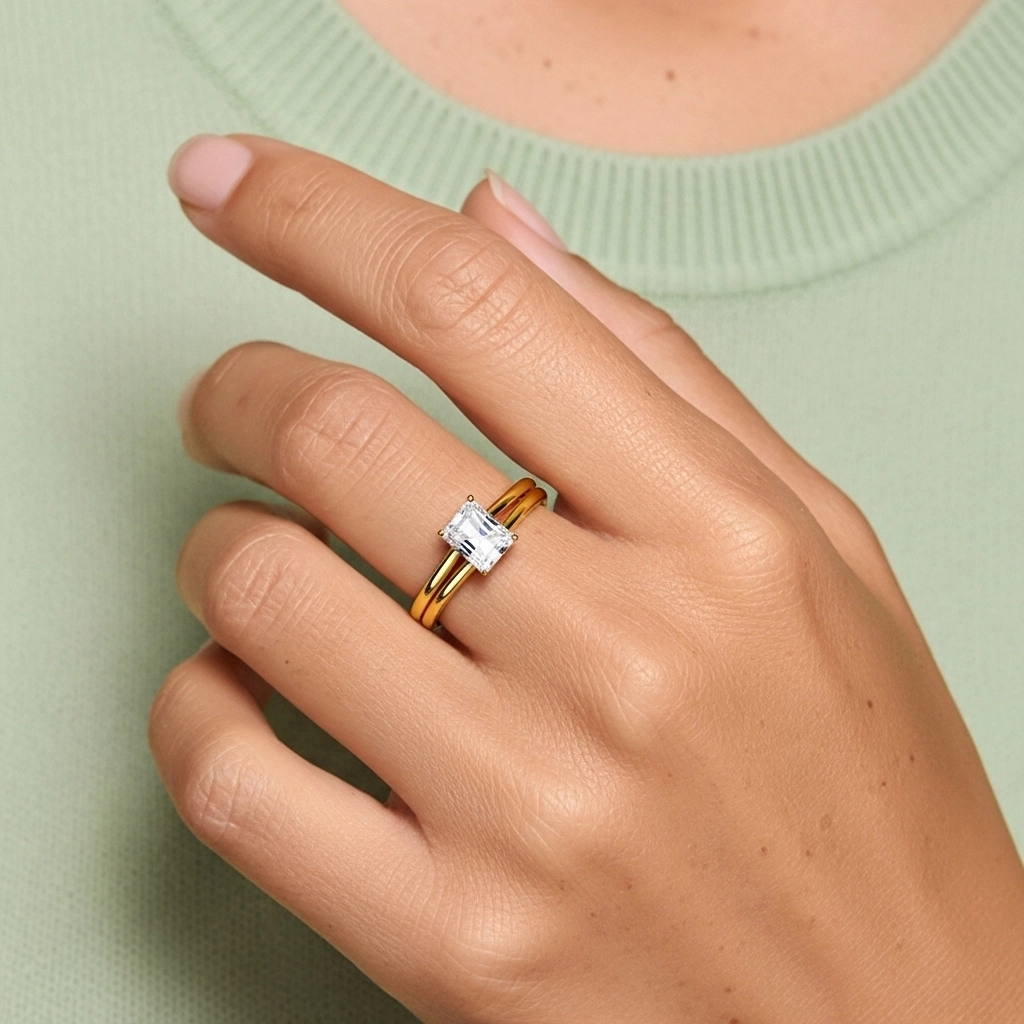 Cathédrale Est Ouest Ensemble nuptial 1.00ct Moissanite