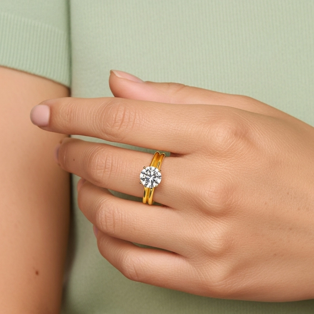 Cathedral East West Bridal Set 1.00ct Moissanite