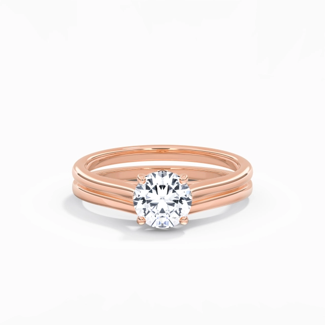 Traditional Shank Classic Cathedral East West Bridal Set Moissanite 1.00ct Round 925 Sterling Silver