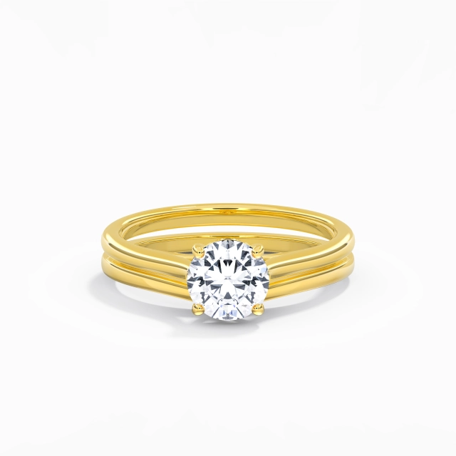 Pata tradicional Clásico Gótico Oriente - Occidente Conjunto Nupcial Moissanita 1.00ct Redondo Plata esterlina 925