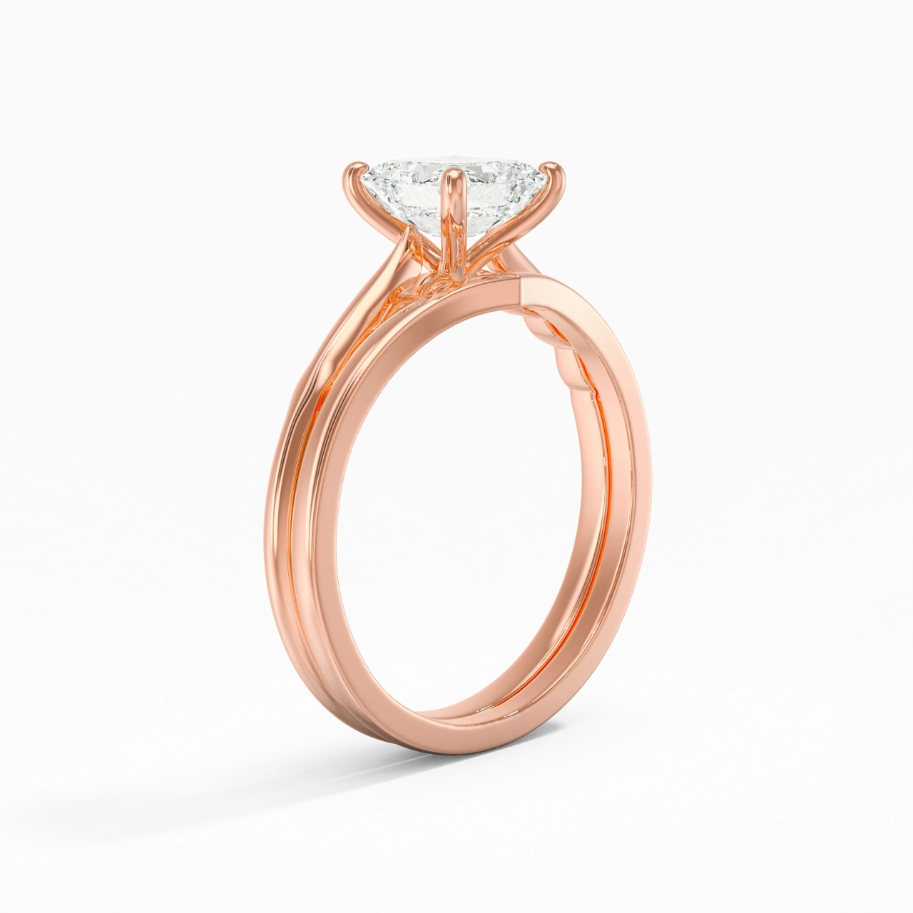 18K Rose Gold Moissanite Bridal Set