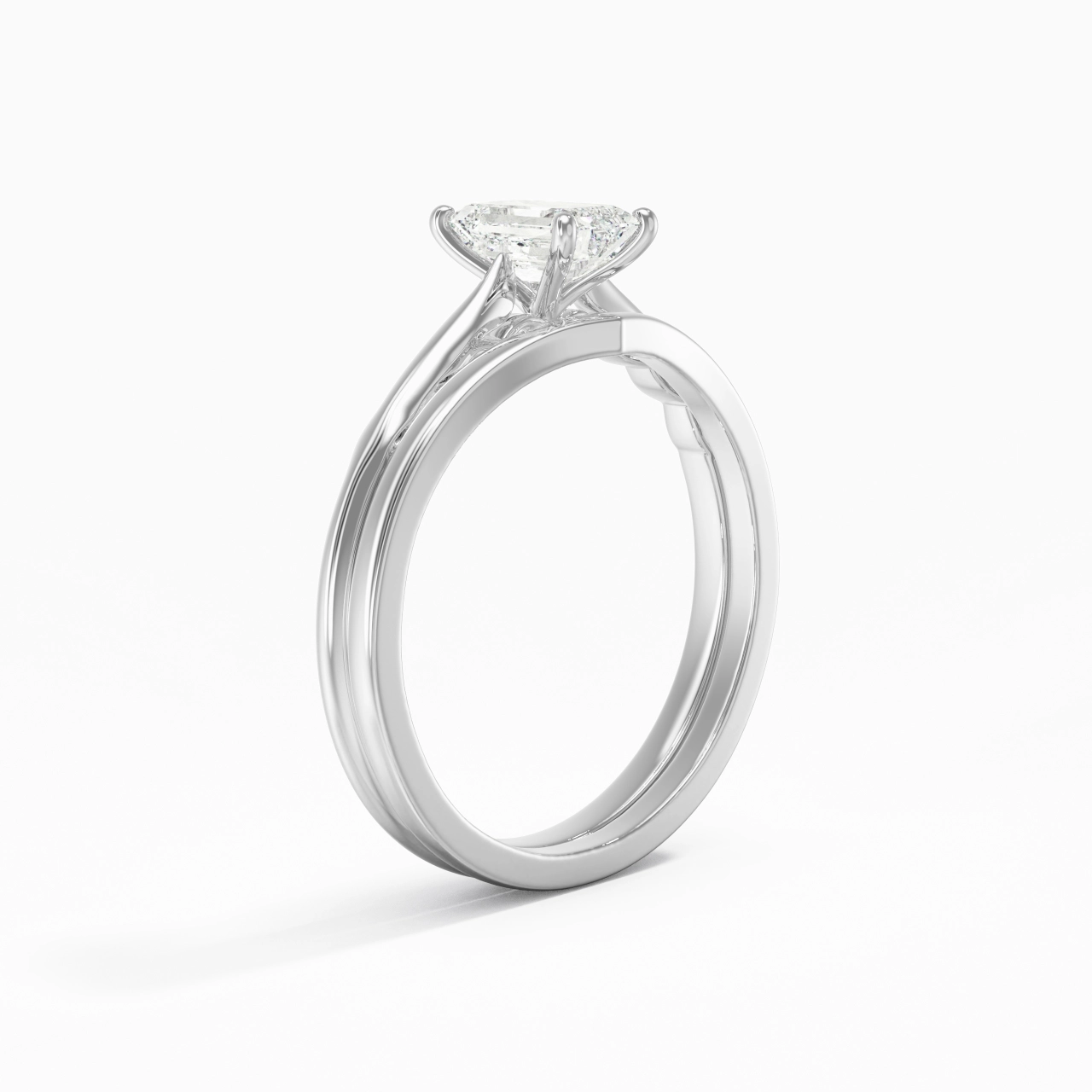18K White Gold Moissanite Bridal Set