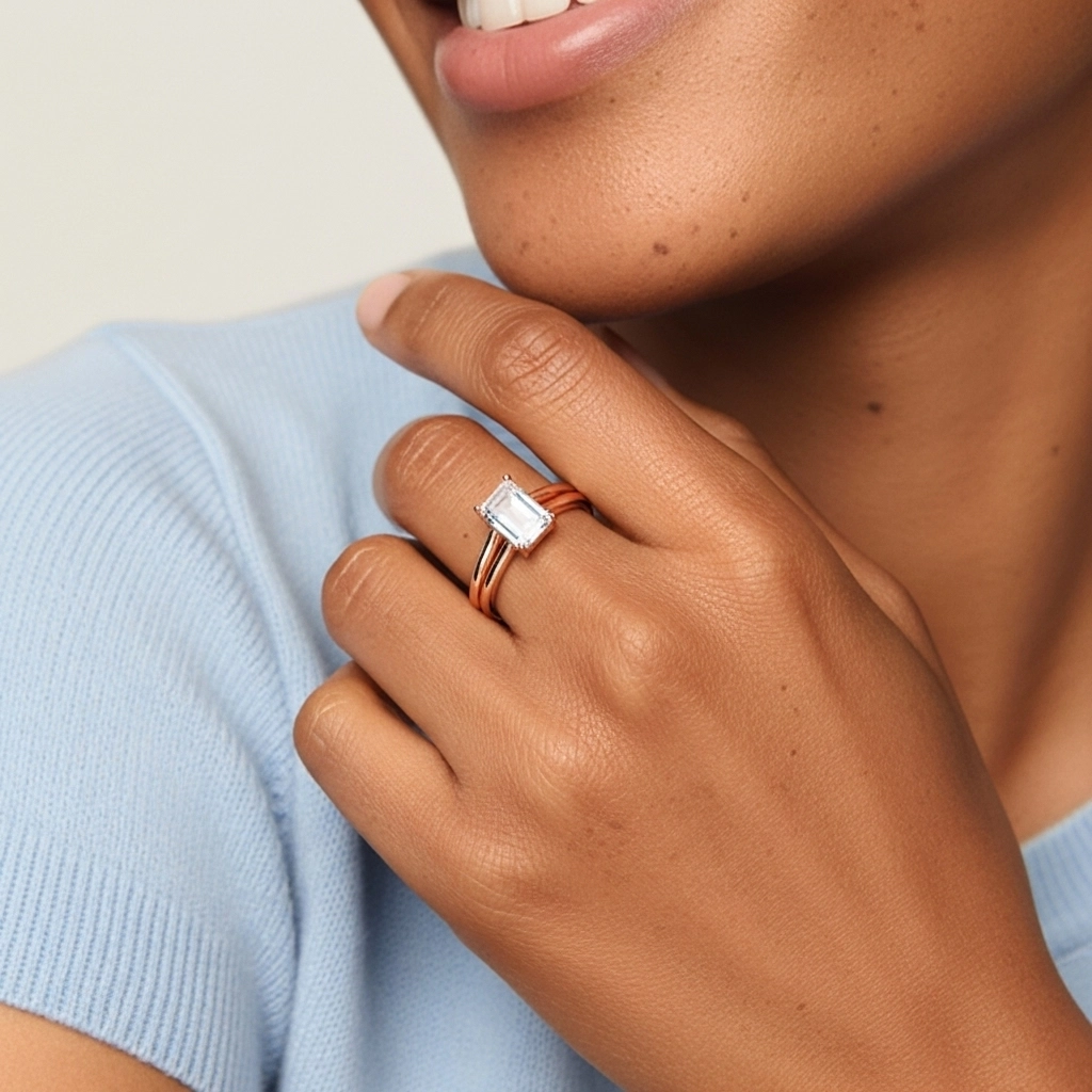 14K Rose Gold Moissanite Bridal Set