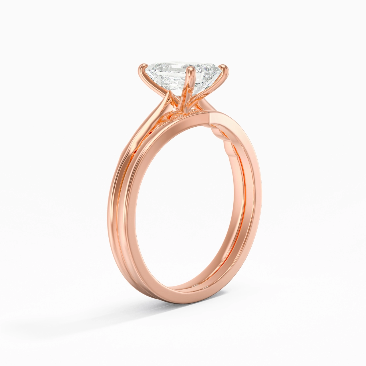 18K Rose Gold Moissanite Bridal Set