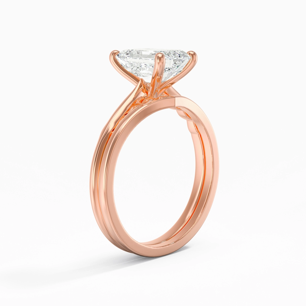 18K Rose Gold Moissanite Bridal Set