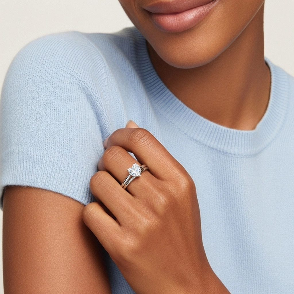 925 Sterling Silver Moissanite Bridal Set