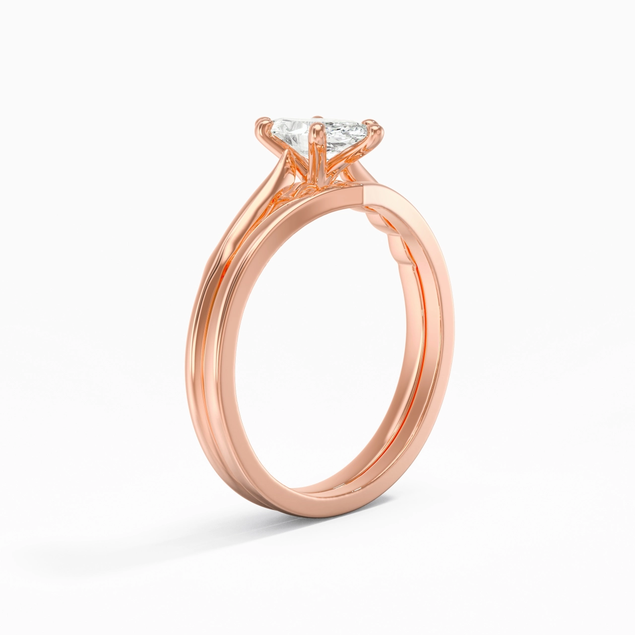 18K Rose Gold Moissanite Bridal Set