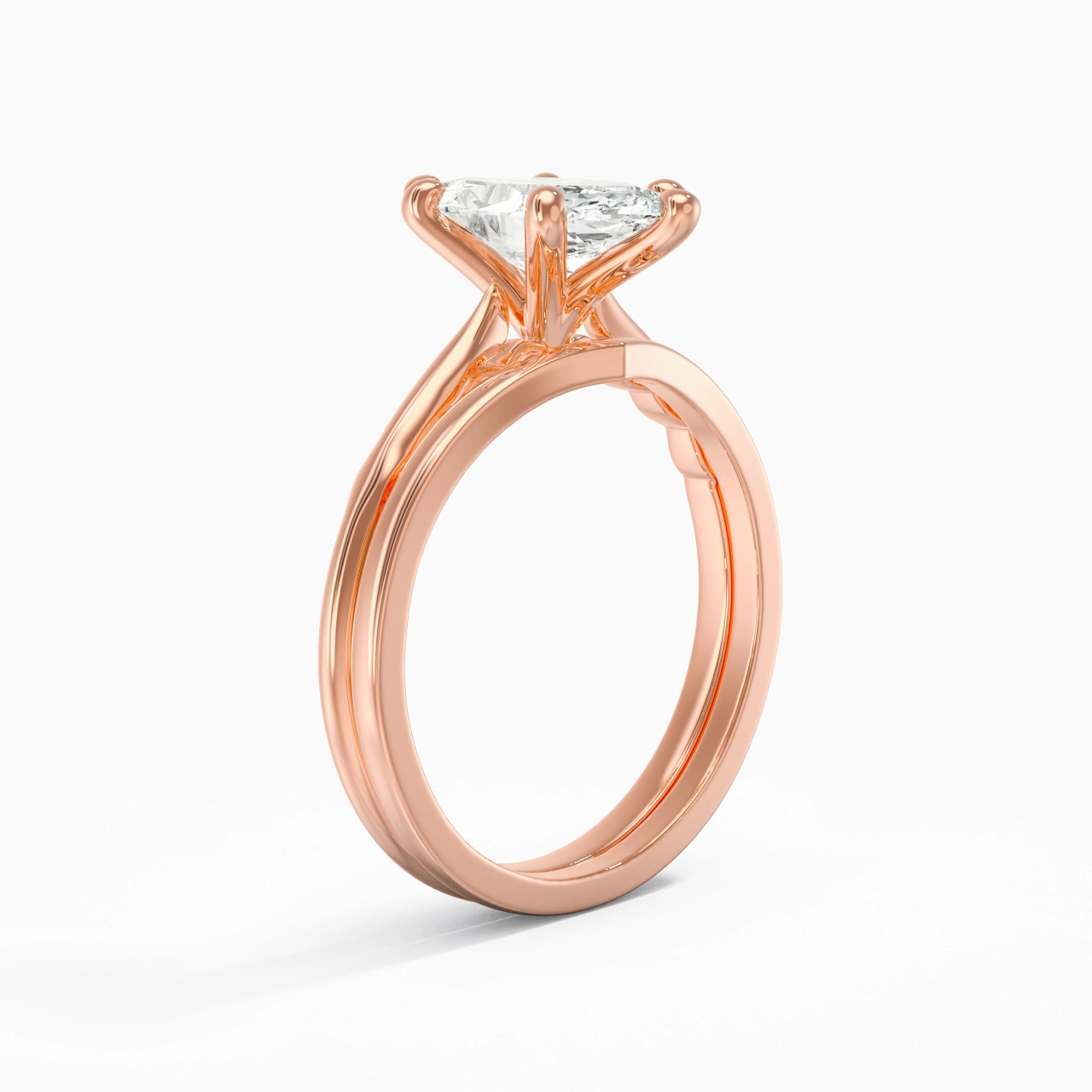 18K Rose Gold Moissanite Bridal Set