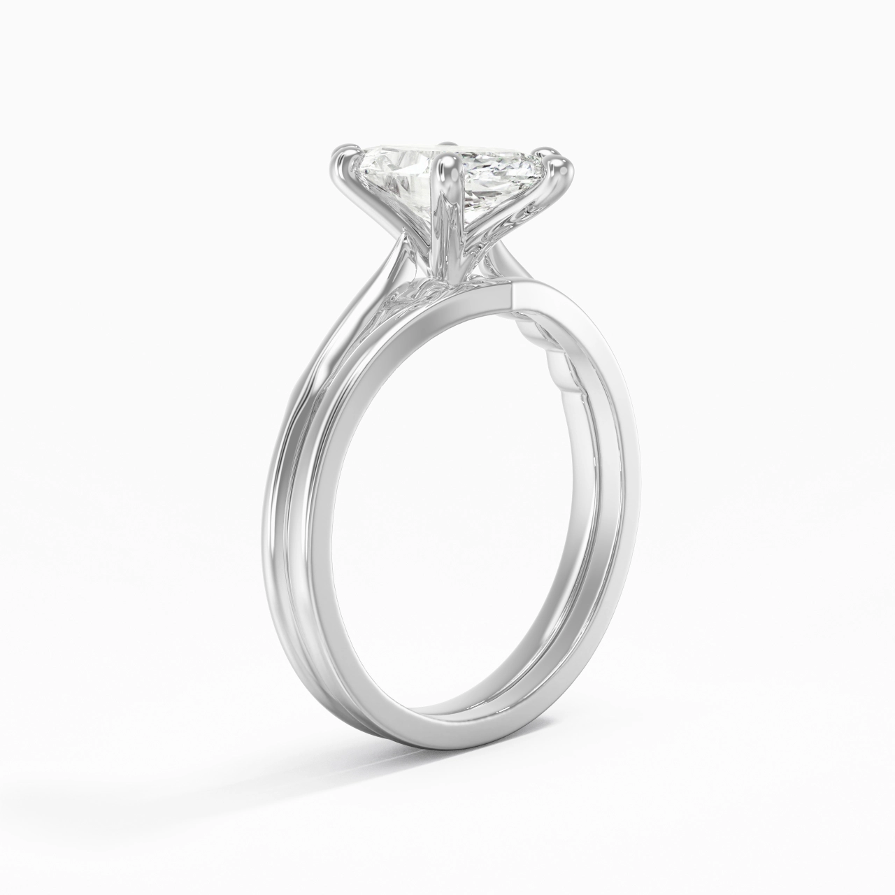 14K White Gold Moissanite Bridal Set