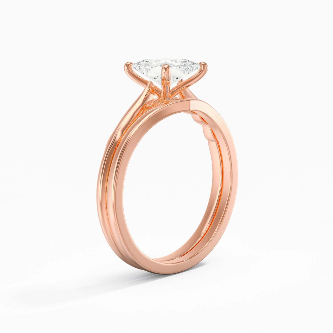 18K Rose Gold Moissanite Bridal Set