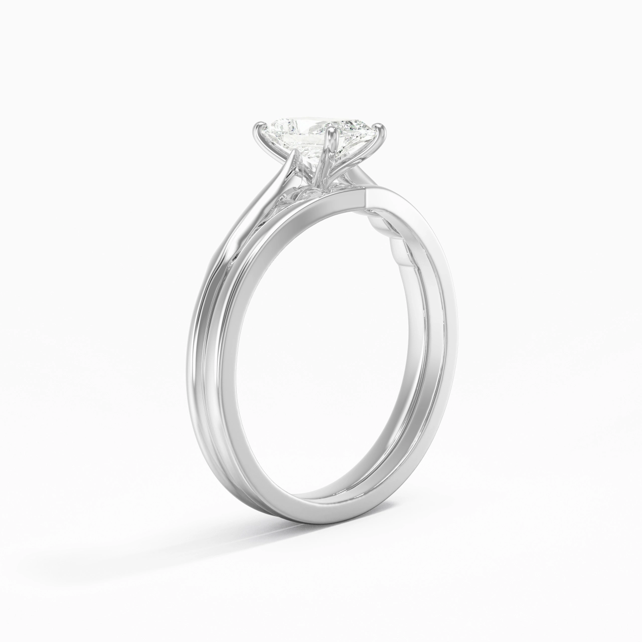 14K White Gold Moissanite Bridal Set