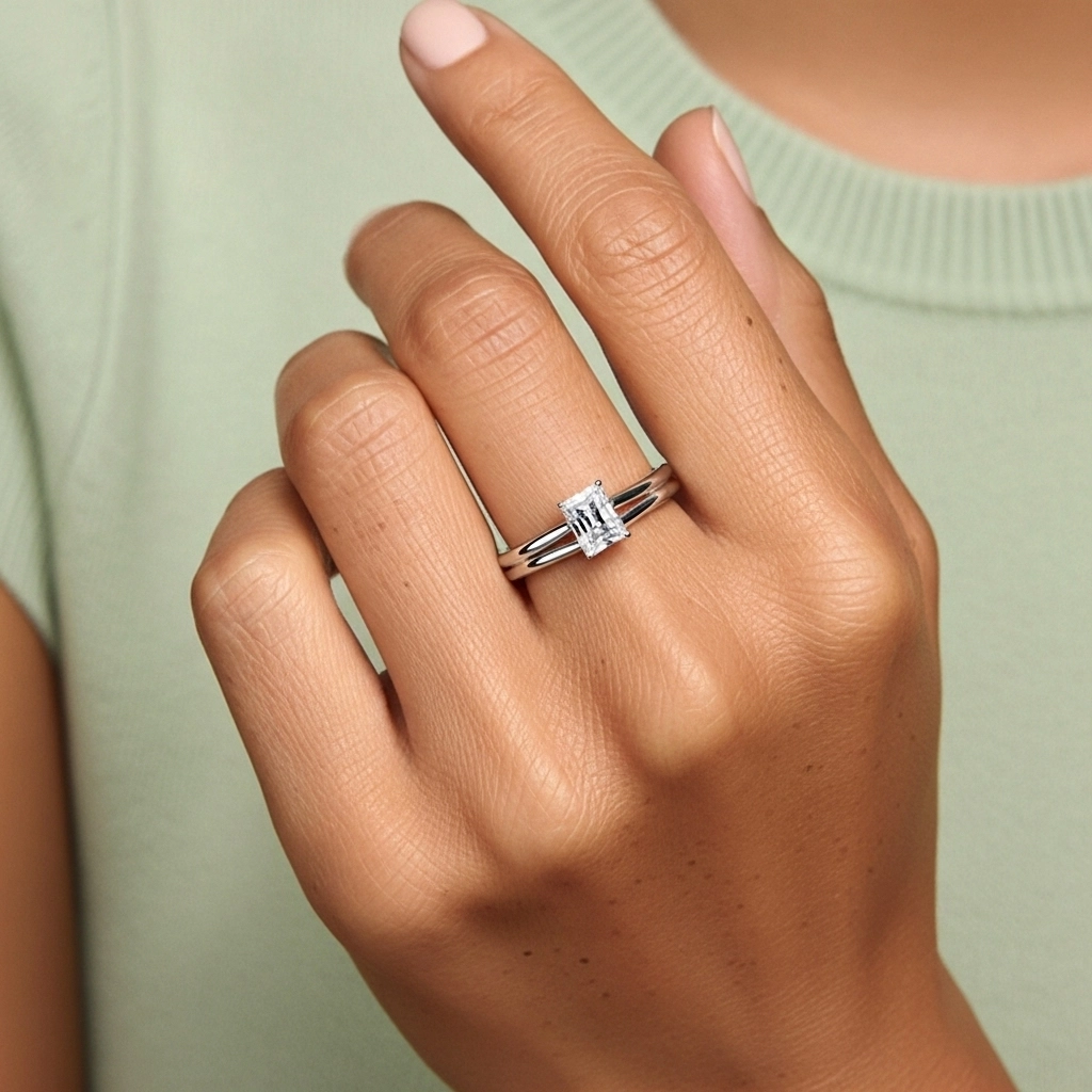 14K White Gold Moissanite Bridal Set