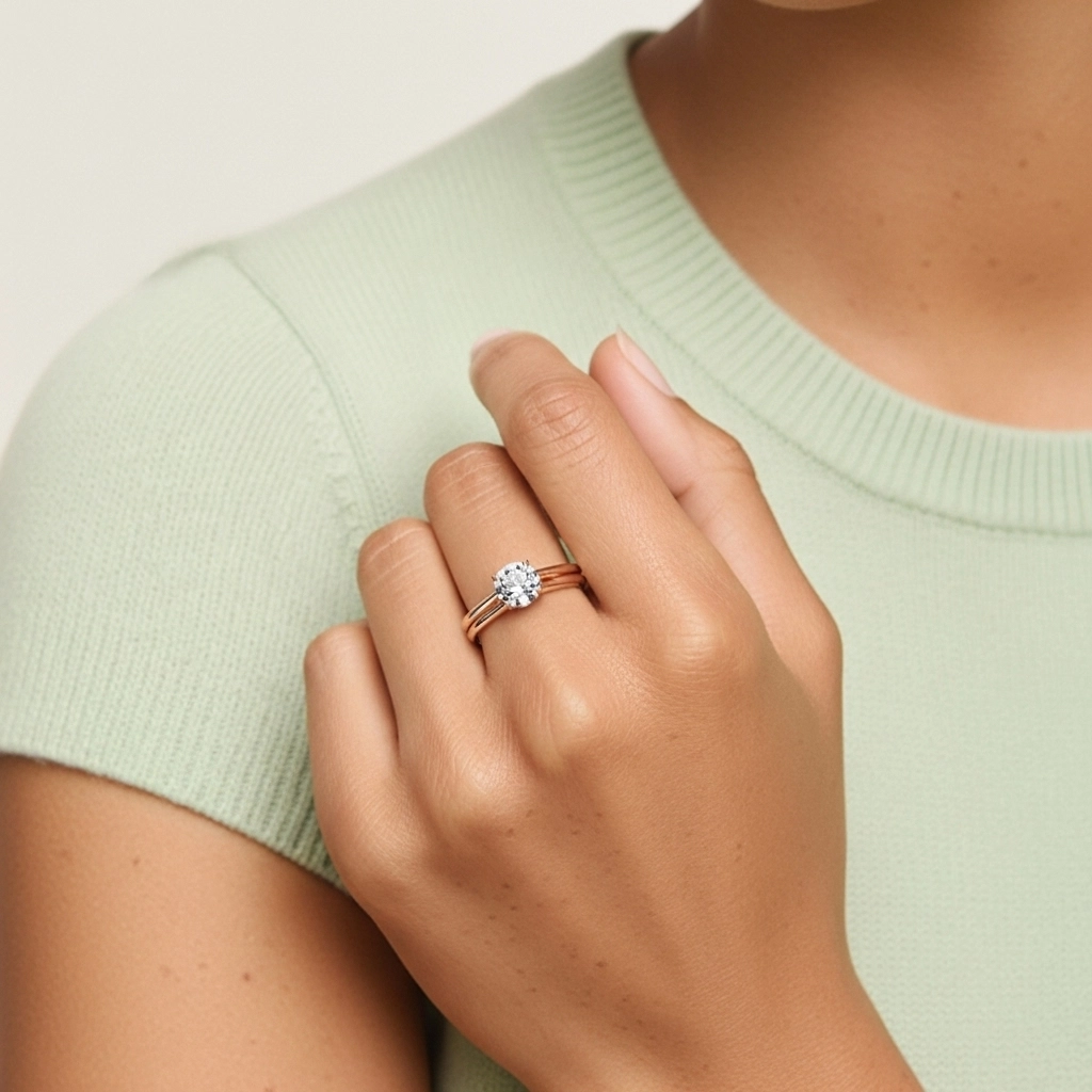 18K Rose Gold Moissanite Bridal Set