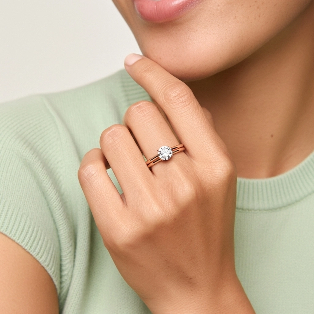 18K Rose Gold Moissanite Bridal Set