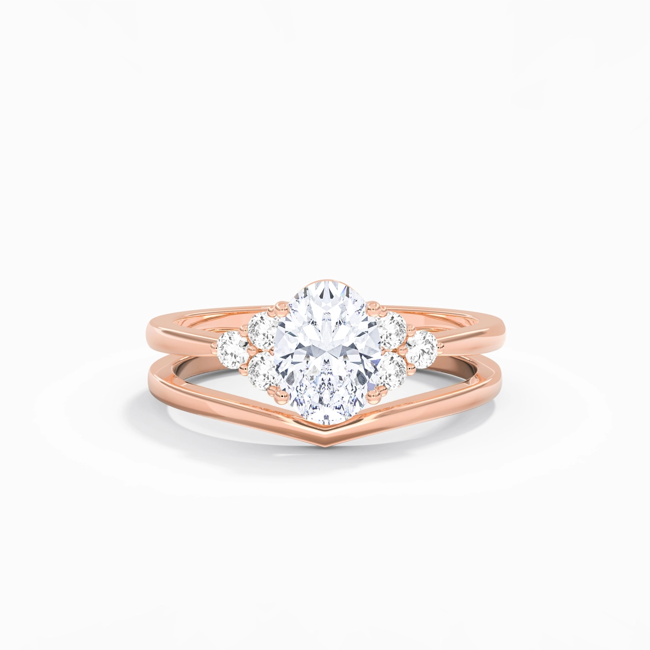 18K Rose Gold Moissanite Wedding Ring Set