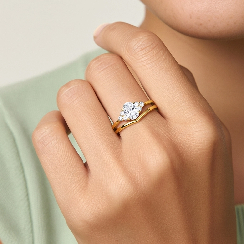 925 Sterling Silver Moissanite Wedding Ring Set