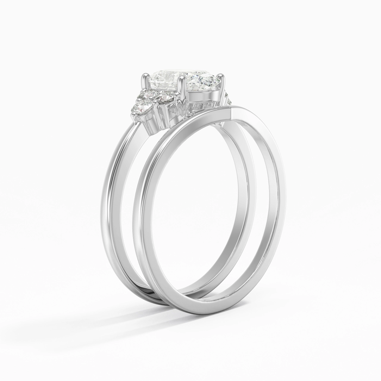 925 Sterling Silver Moissanite Wedding Ring Set