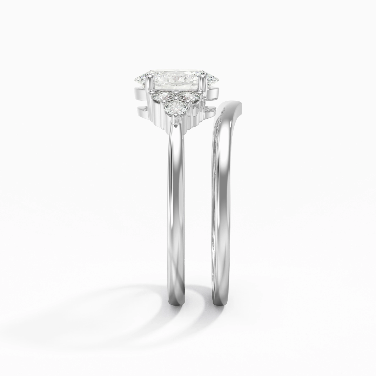 925 Sterling Silver Moissanite Wedding Ring Set