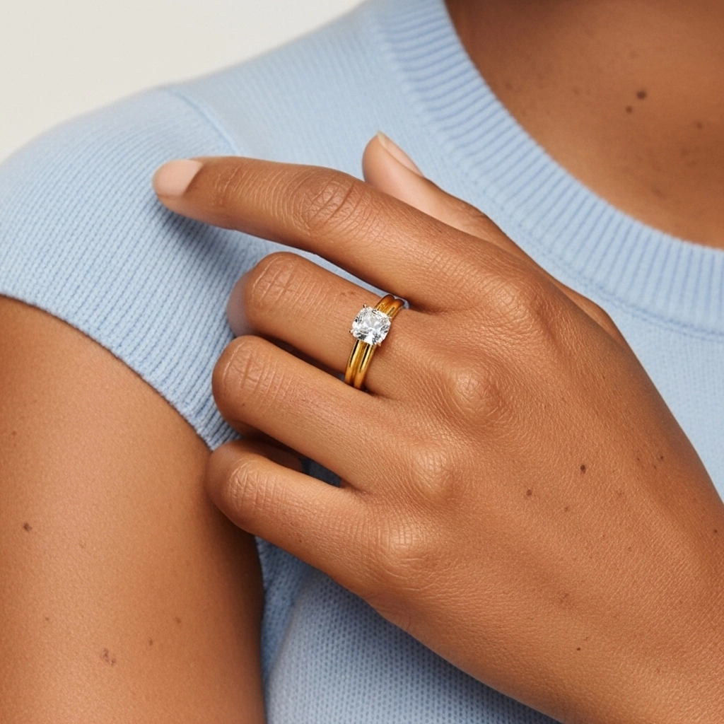 18K Gold Moissanite Bridal Set