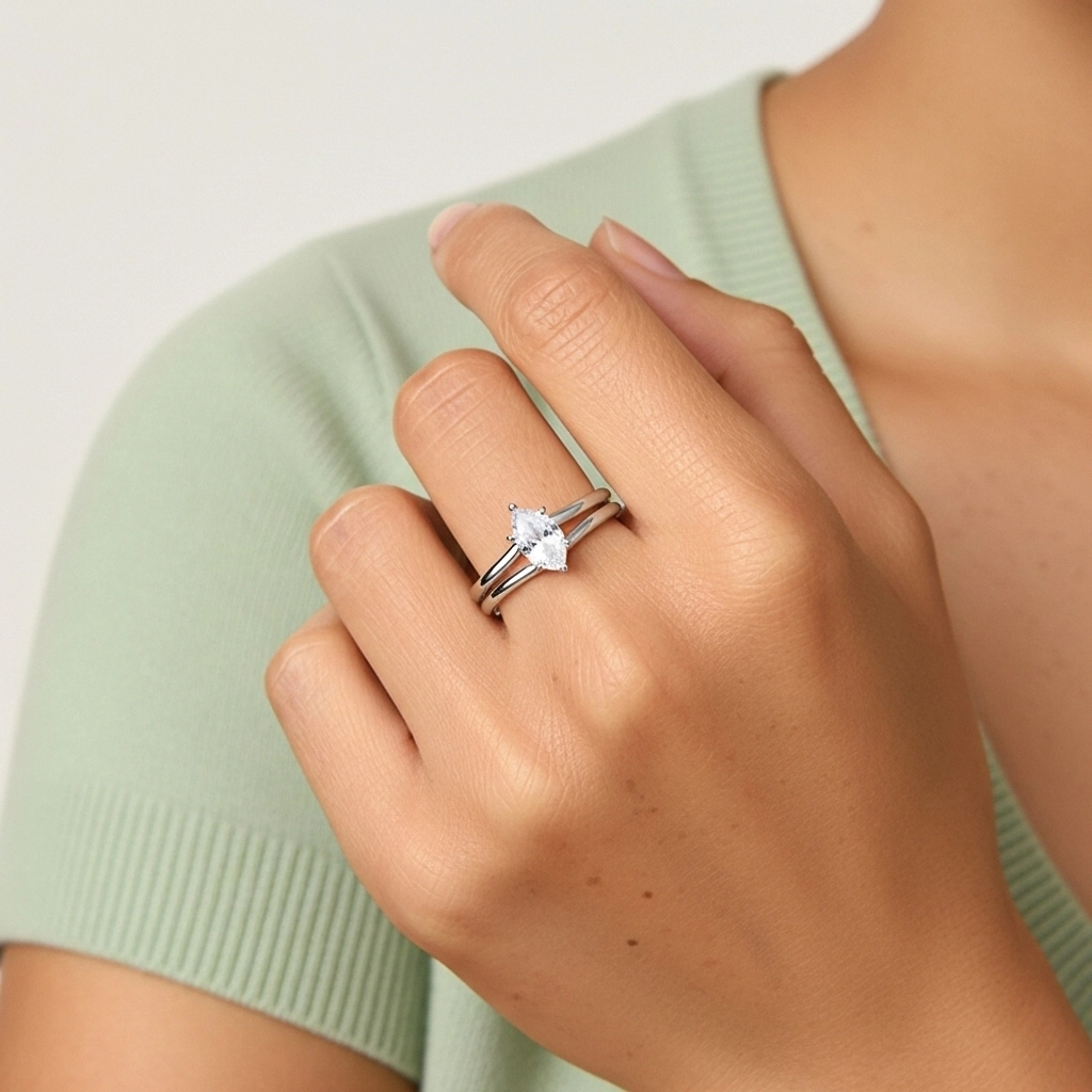 925 Sterling Silver Moissanite Bridal Set