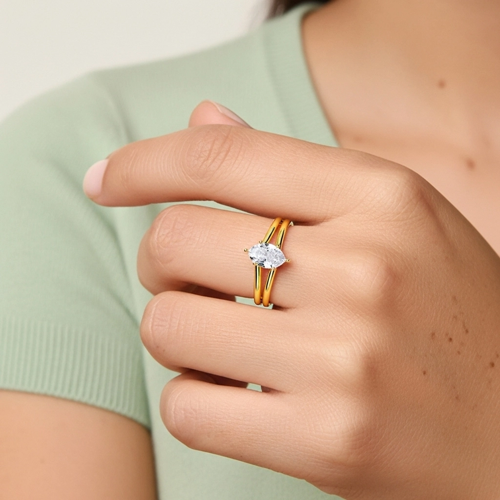 18K Gold Moissanite Bridal Set