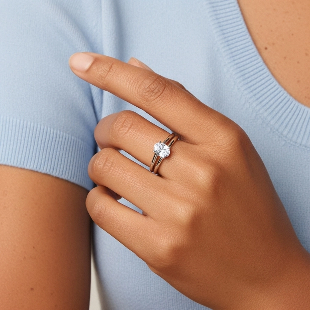 925 Sterling Silver Moissanite Bridal Set