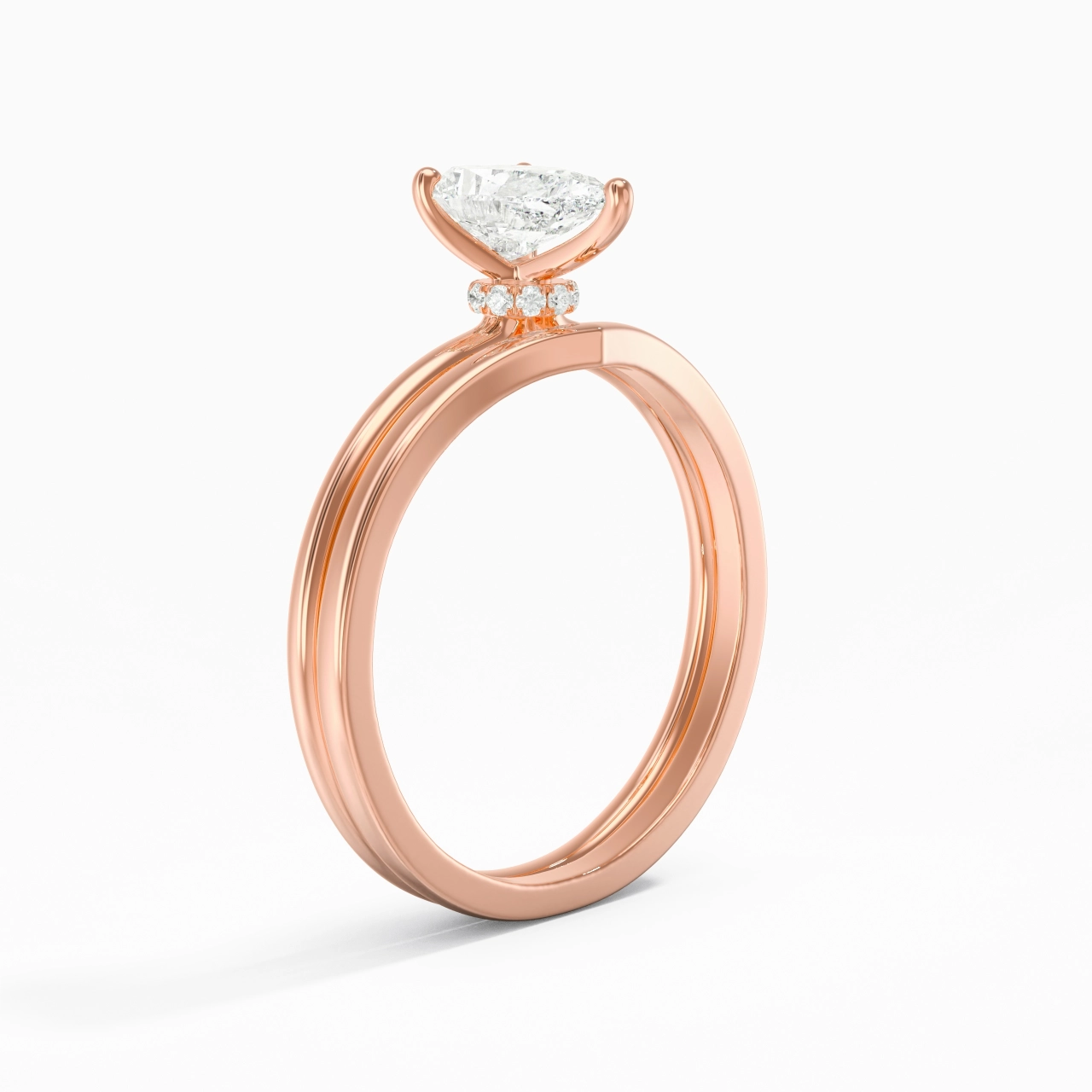 18K Rose Gold Moissanite Bridal Set