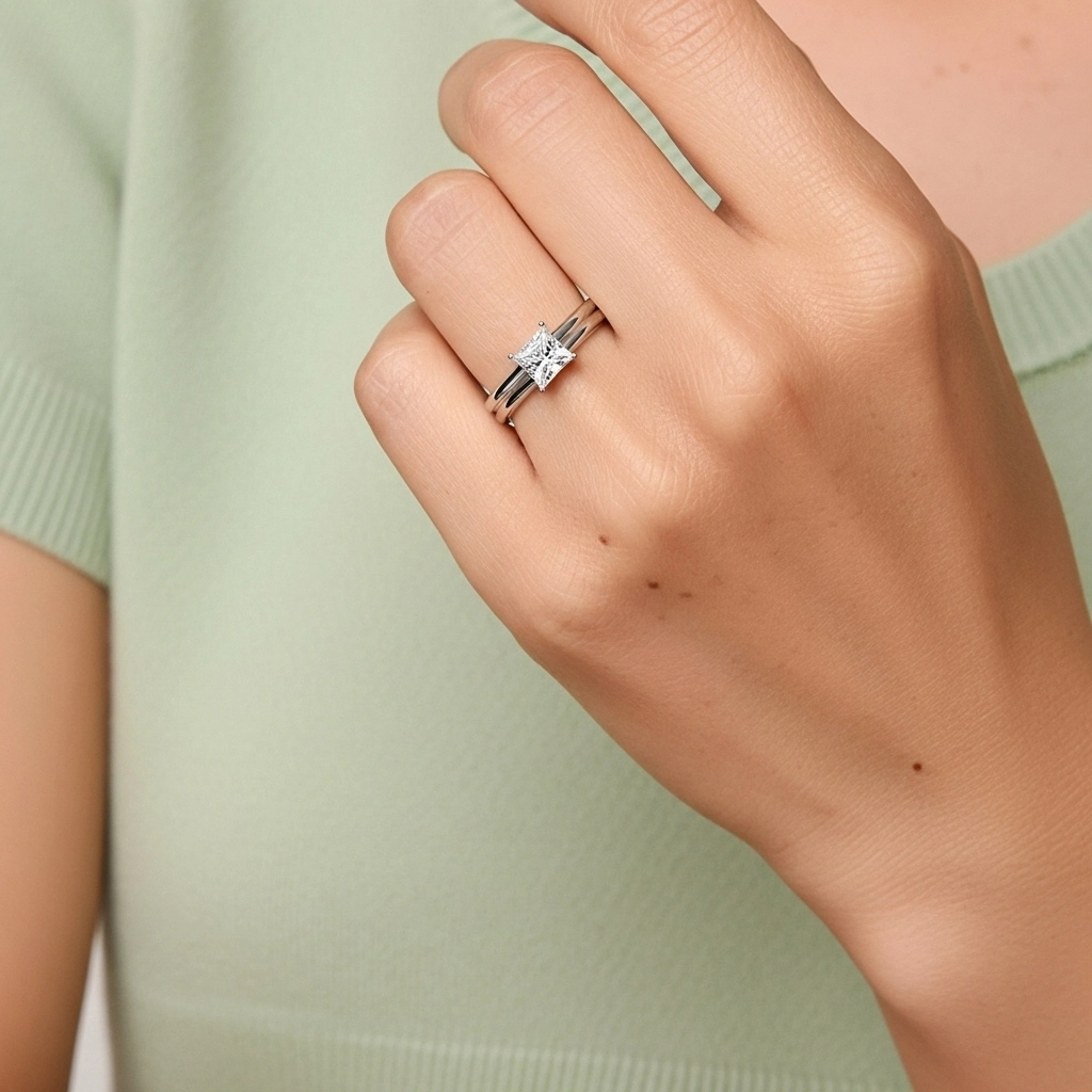 925 Sterling Silver Moissanite Bridal Set