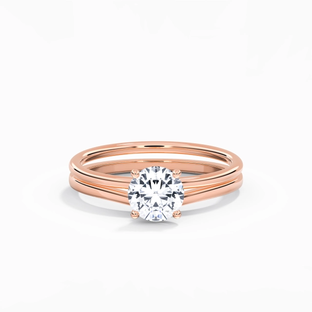 Plata esterlina 925 Aro de halo oculto Personalizado Conjunto Nupcial Chapado Oro Rosa 18K Extra Redondo Moissanita 1.00ct Pata tradicional