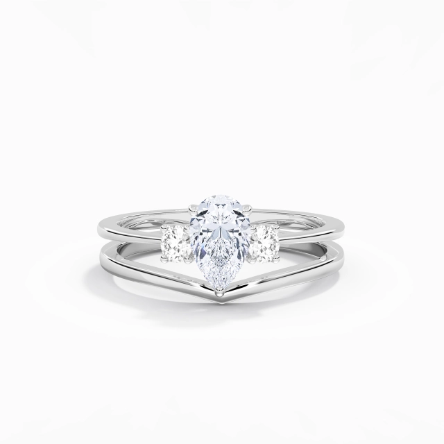 Moissanite Classic Prong Bridal Set Platinum Traditional Shank 1.00ct Pear Cut For Women