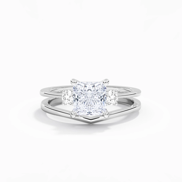 Moissanite Classic Prong Bridal Set 925 Sterling Silver Traditional Shank 1.50ct Princess Cut For Women