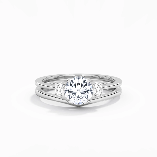 Moissanite Classic Prong Bridal Set Platinum Traditional Shank 1.00ct Round Cut For Women