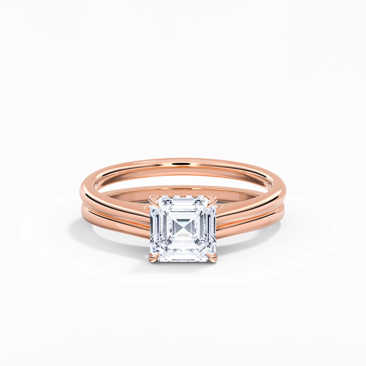 Cathedral Hidden Halo Wedding Ring Set 1.50ct Moissanite