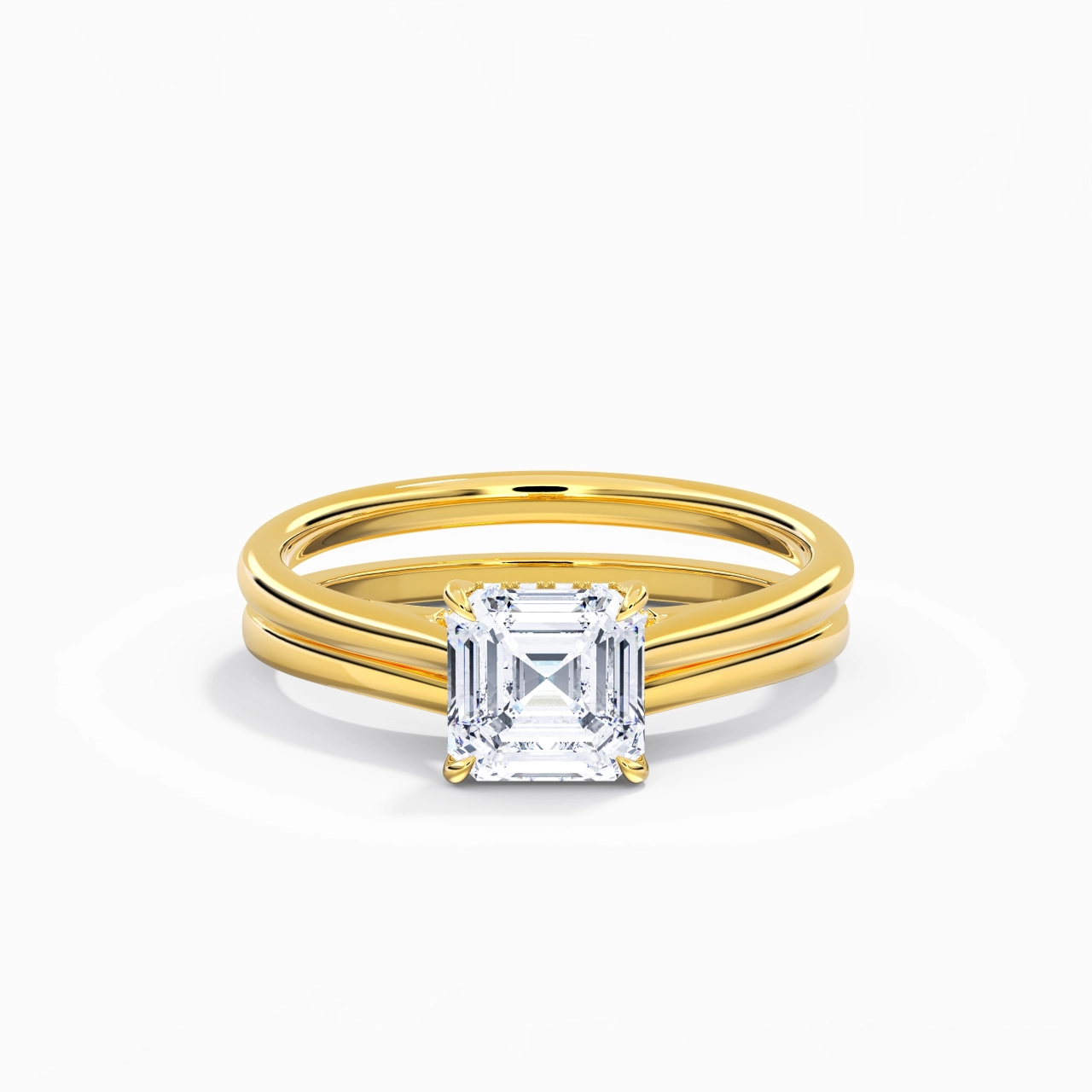 Cathedral Hidden Halo Wedding Ring Set 1.50ct Moissanite