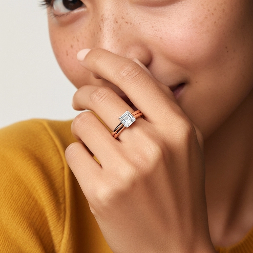 Cathedral Hidden Halo Wedding Ring Set 1.00ct Moissanite