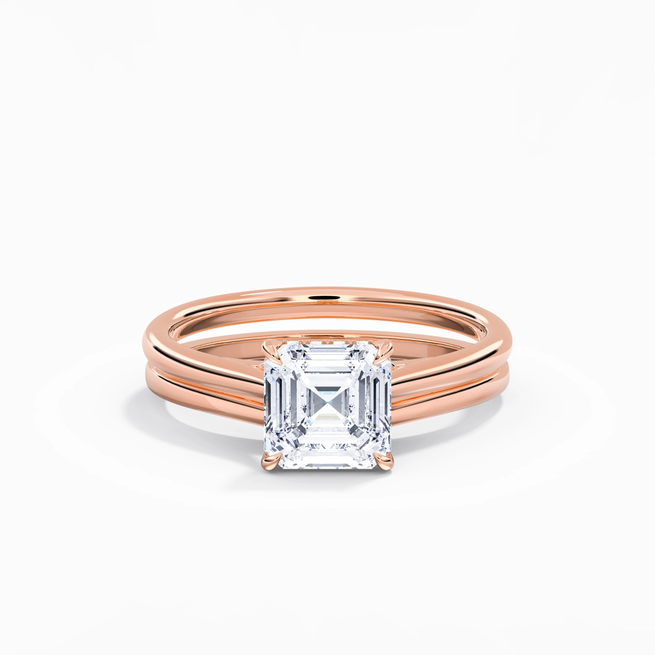Cathedral Hidden Halo Wedding Ring Set 2.00ct Moissanite