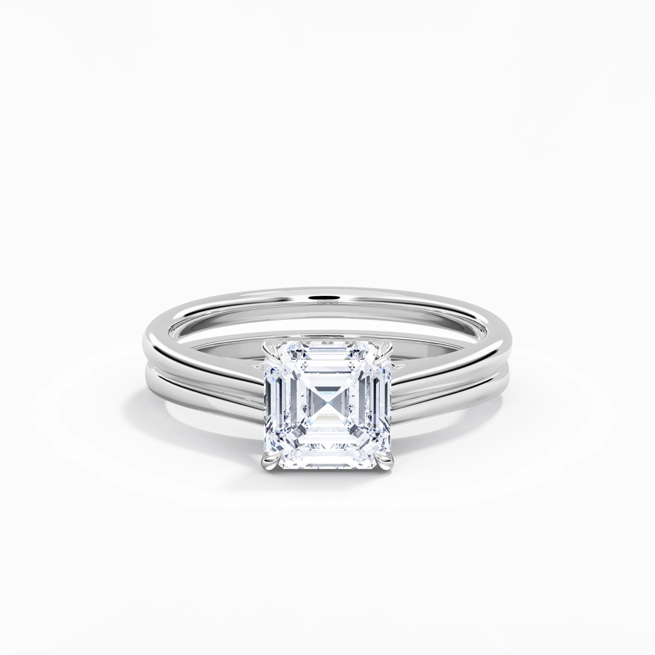Cathedral Hidden Halo Wedding Ring Set 2.00ct Moissanite