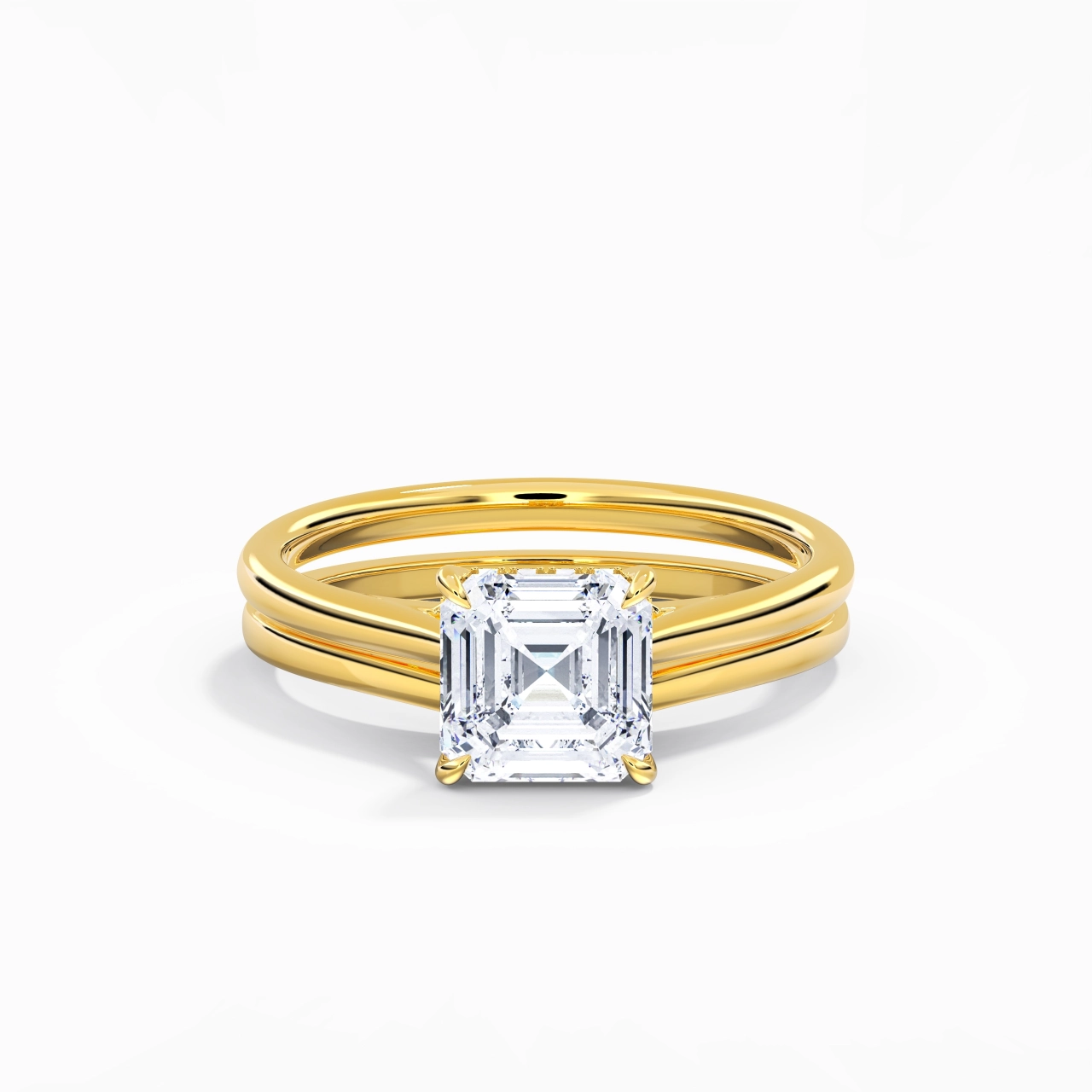 Cathedral Hidden Halo Wedding Ring Set 2.00ct Moissanite