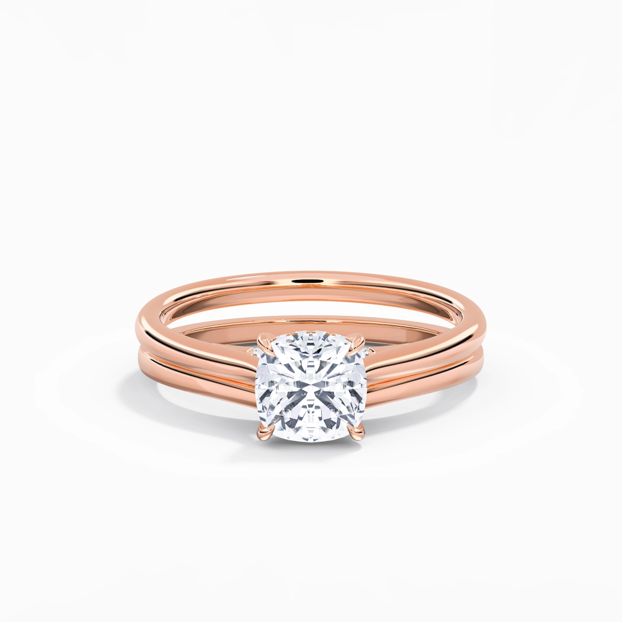 Cathedral Hidden Halo Wedding Ring Set 1.50ct Moissanite
