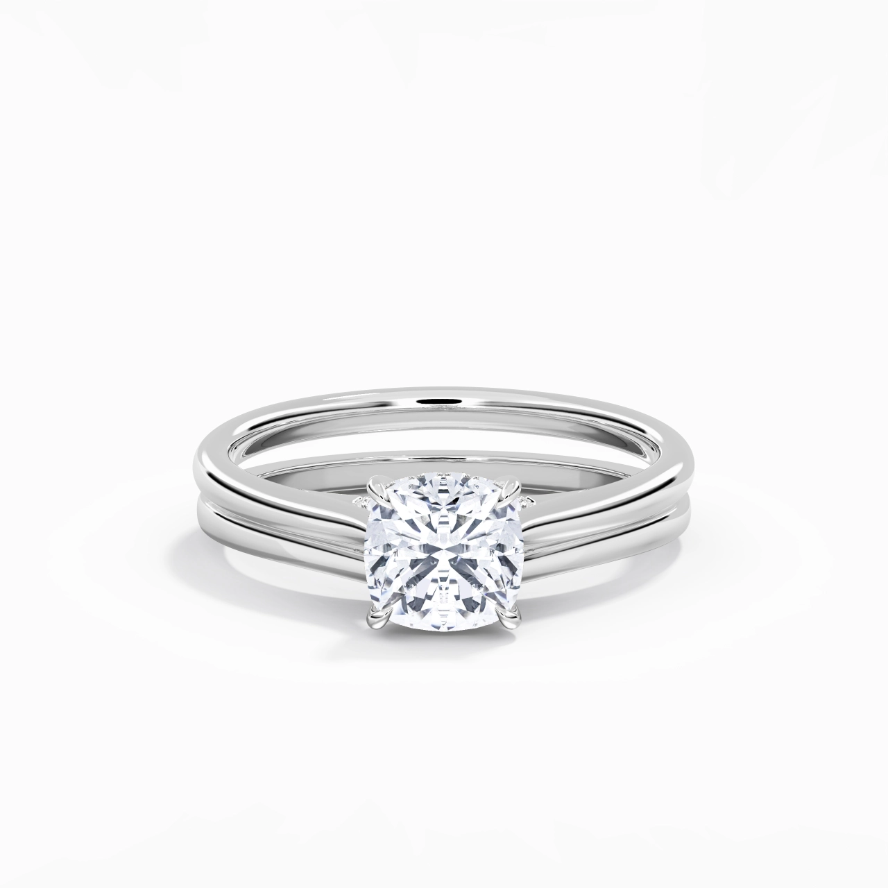 Cathedral Hidden Halo Wedding Ring Set 1.50ct Moissanite