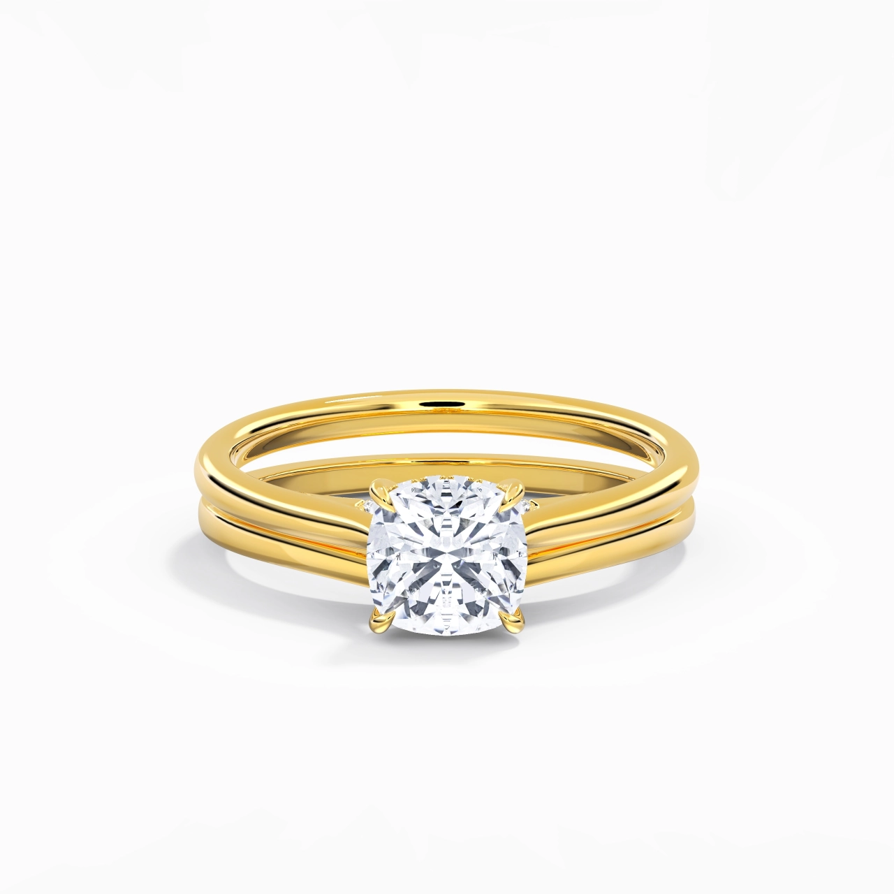 Cathedral Hidden Halo Wedding Ring Set 1.50ct Moissanite