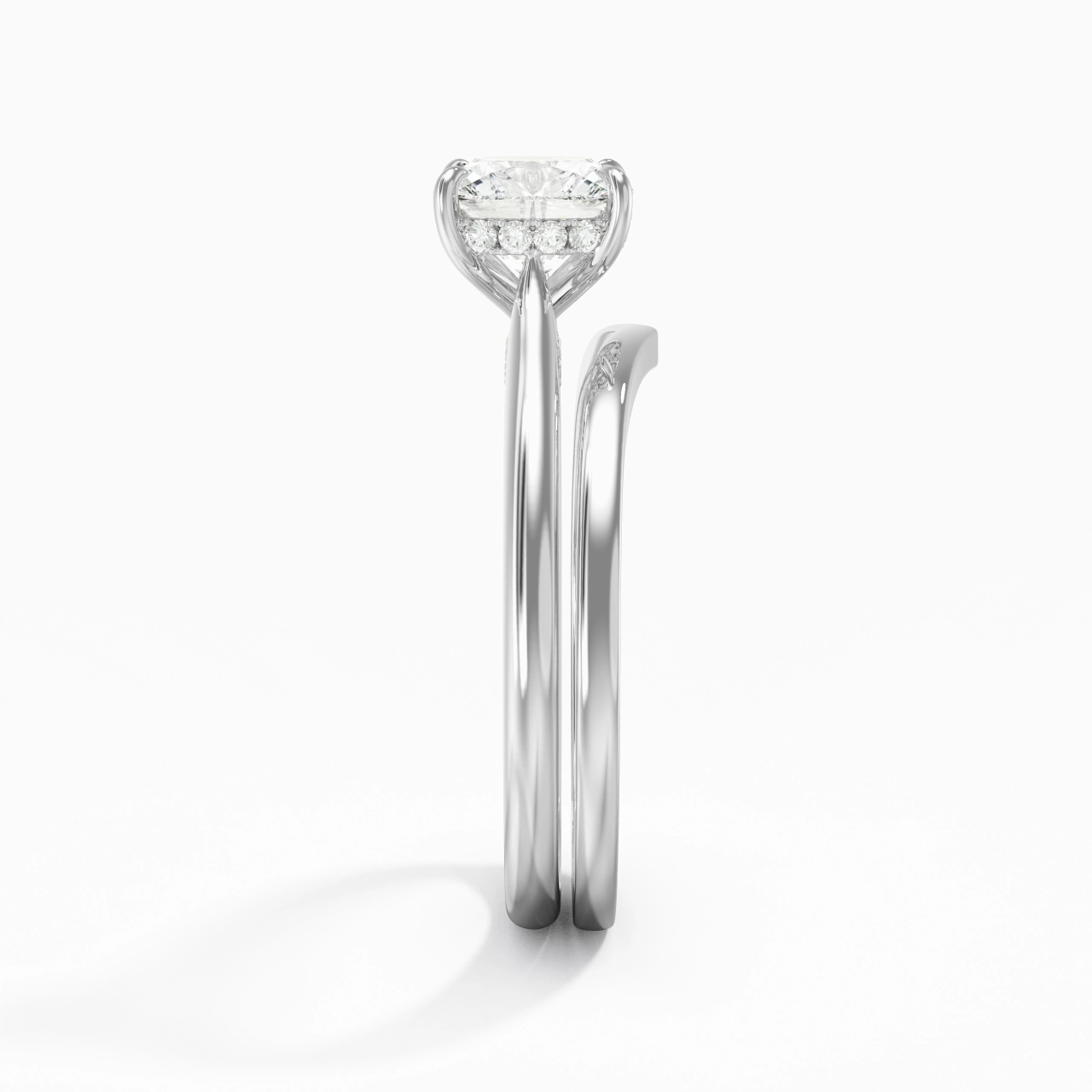 Cathedral Hidden Halo Wedding Ring Set 1.50ct Moissanite