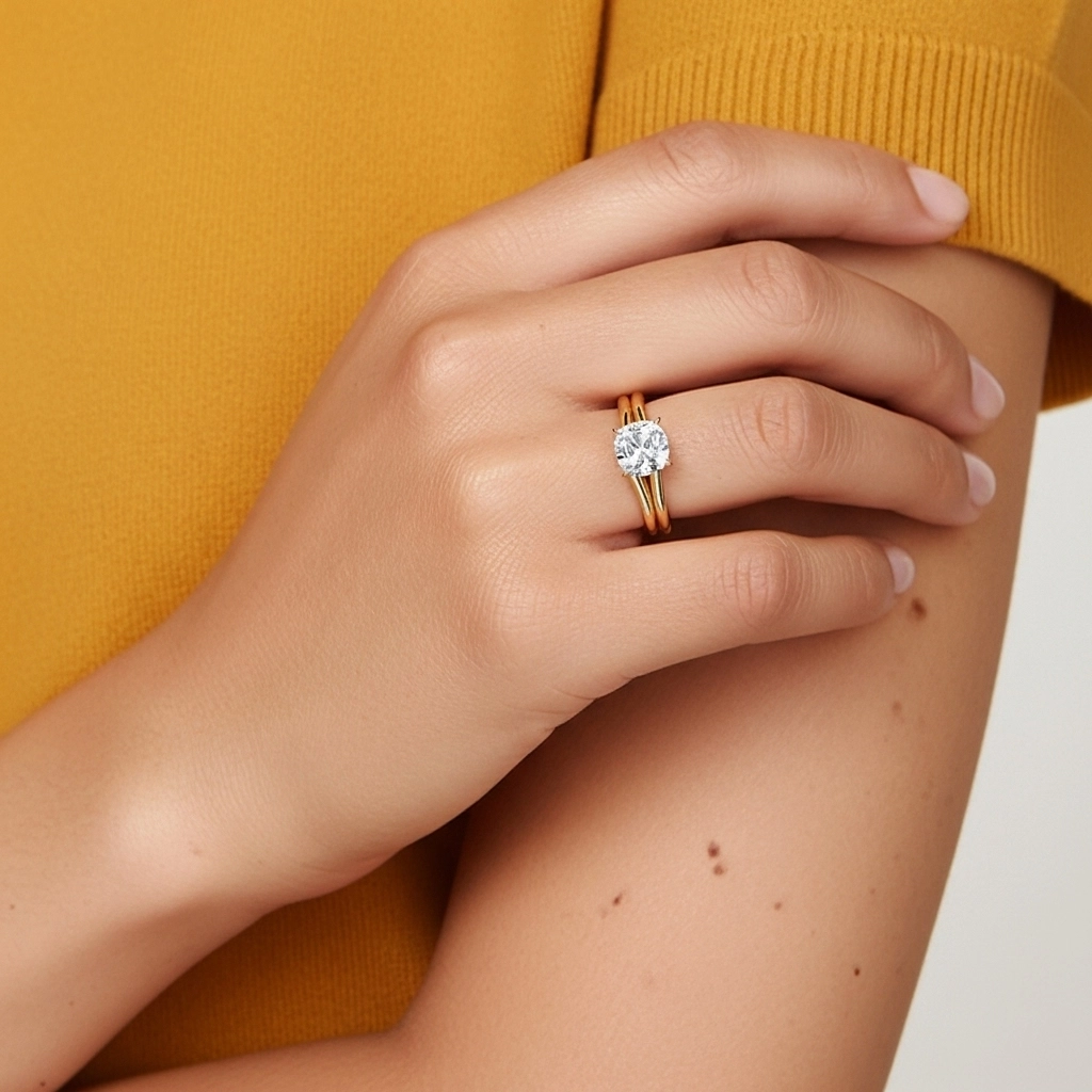 Cathedral Hidden Halo Wedding Ring Set 1.00ct Moissanite