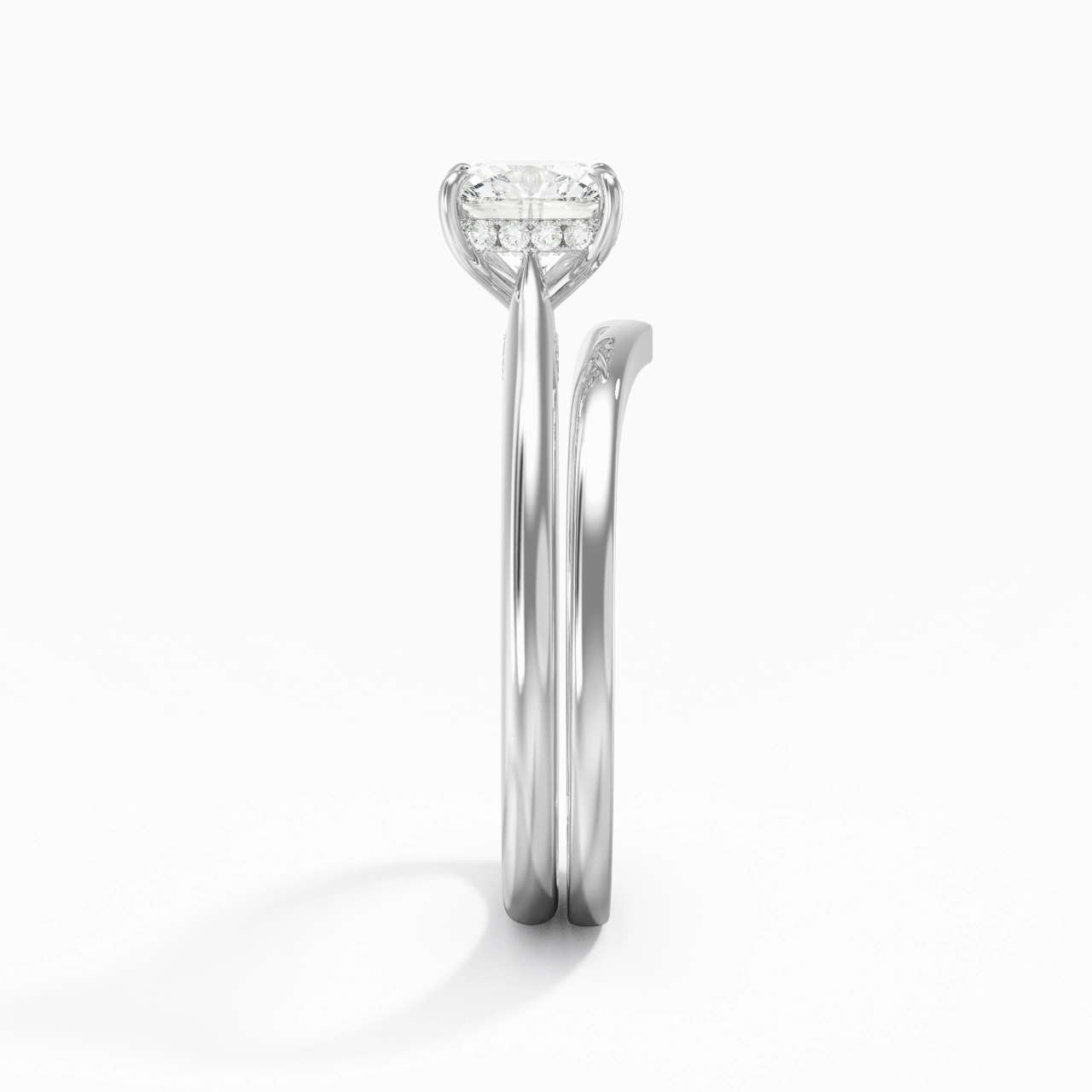 Cathedral Hidden Halo Wedding Ring Set 1.00ct Moissanite