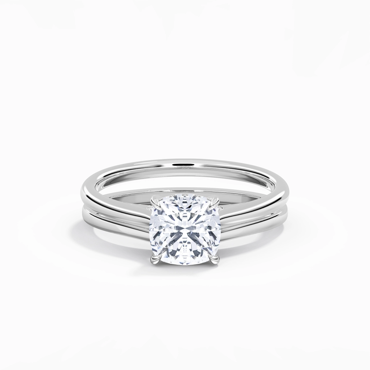 Cathedral Hidden Halo Wedding Ring Set 2.00ct Moissanite