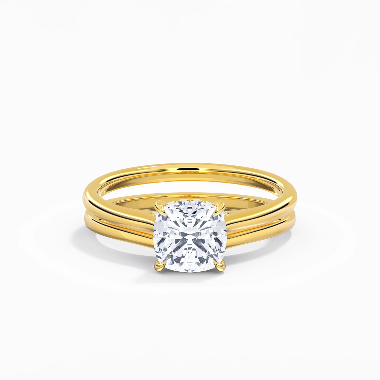 Cathedral Hidden Halo Wedding Ring Set 2.00ct Moissanite