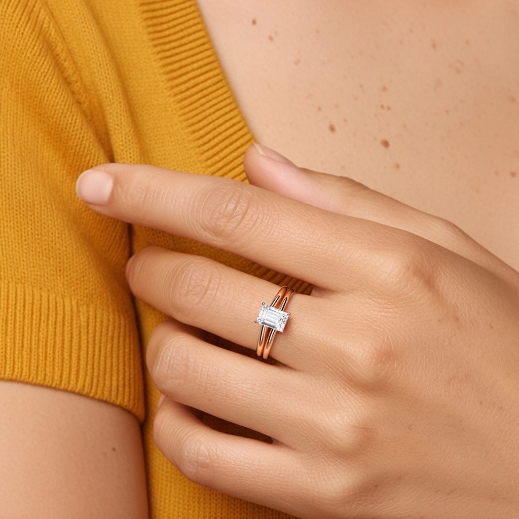 Cathedral Hidden Halo Wedding Ring Set 1.00ct Moissanite