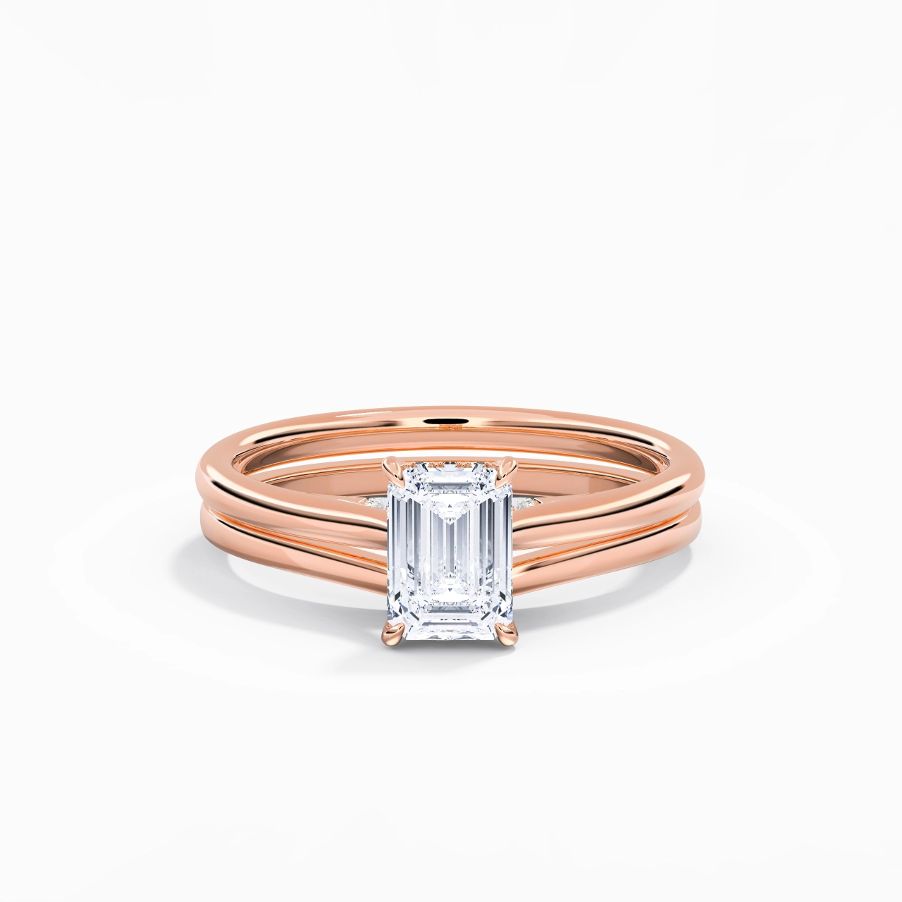 Cathedral Hidden Halo Wedding Ring Set 1.00ct Moissanite