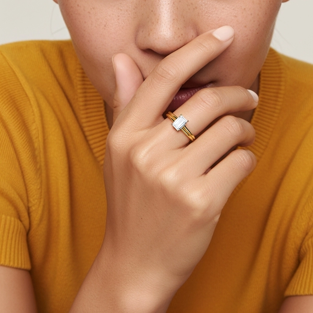 Gótico Aro de halo oculto Conjunto de Anillos de Boda 1.00ct Moissanita