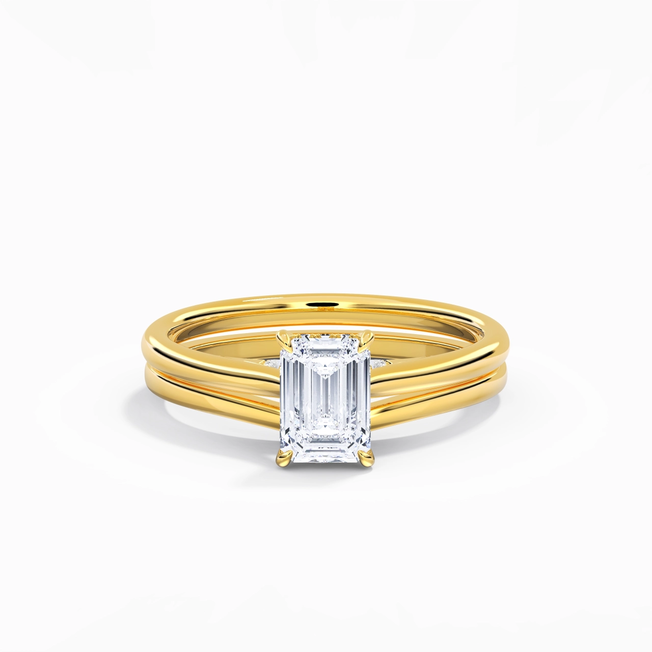 Cathedral Hidden Halo Wedding Ring Set 1.00ct Moissanite
